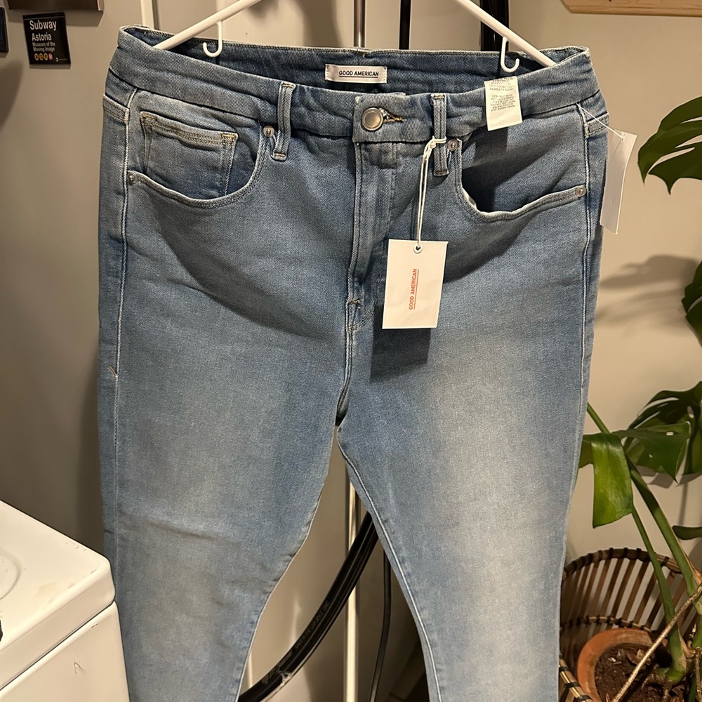 Good American Good Curve skinny crop jeans light wash size 14